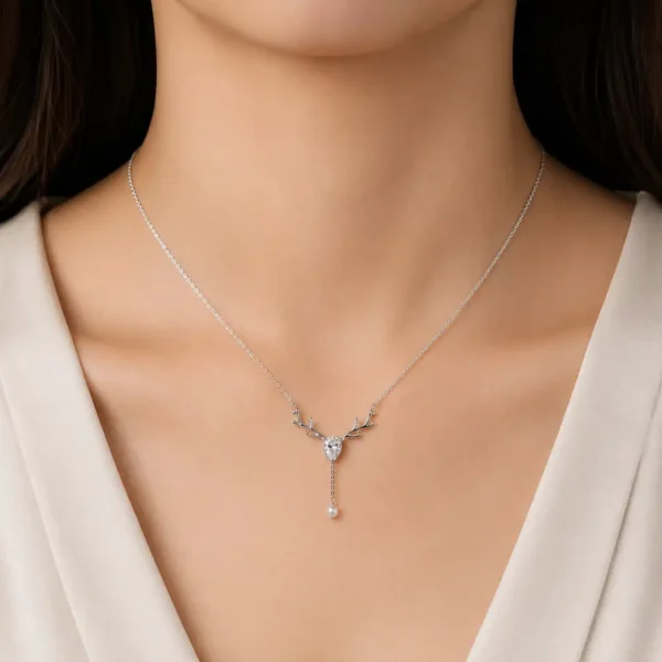 Enchanted Antler Pearl Necklace