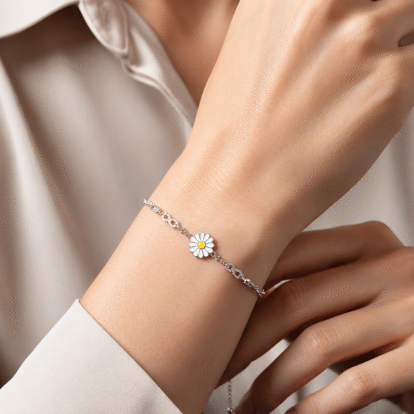 Silver Infinity Sunflower Bracelet